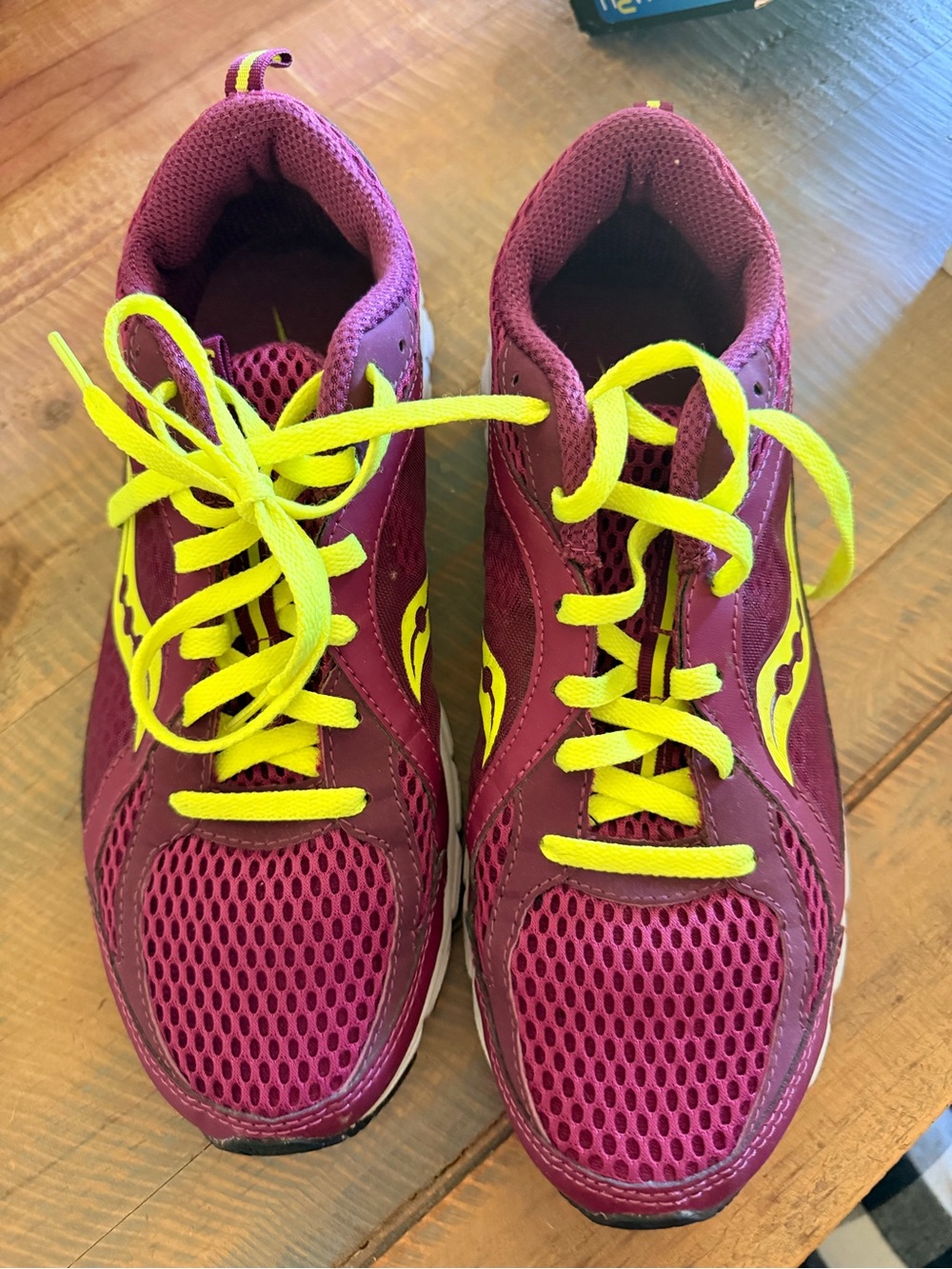 Saucony Maroon and Bright Yellow Women’s Sneakers